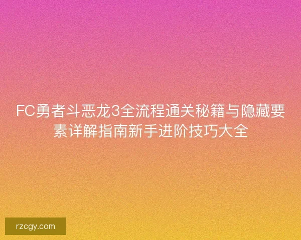 FC勇者斗恶龙3全流程通关秘籍与隐藏要素详解指南新手进阶技巧大全